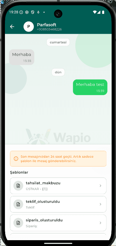 Wapio sohbet detay ekranı