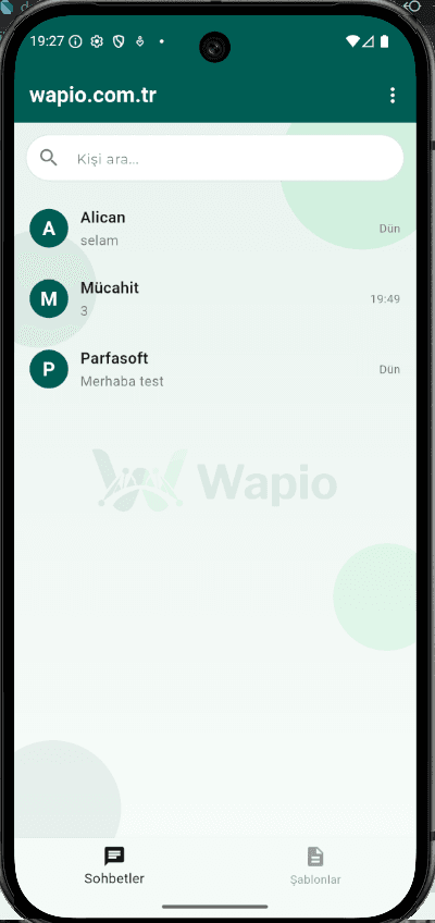 Wapio konuşma listesi ekranı